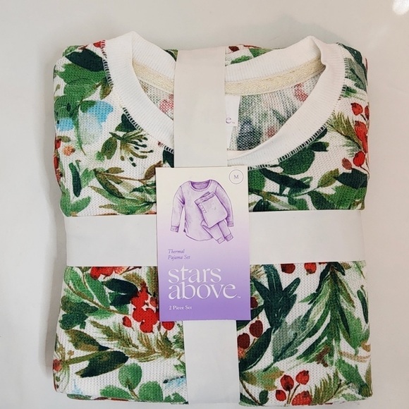 Stars Above Thermal Pajama Set Top & Pants Green - Picture 4 of 6